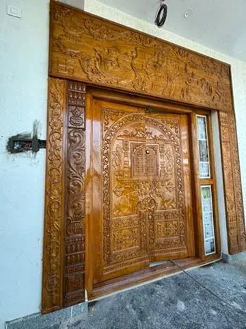 Carved teak entrance door